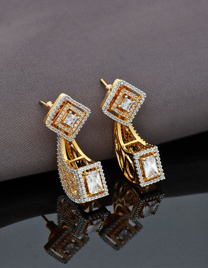 Round And Baguette Diamond Earrings | Ouros Jewels