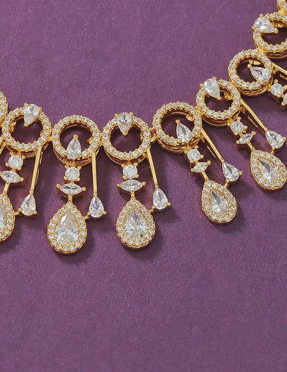 Designer Gold Polish Zirconia Necklace Set
