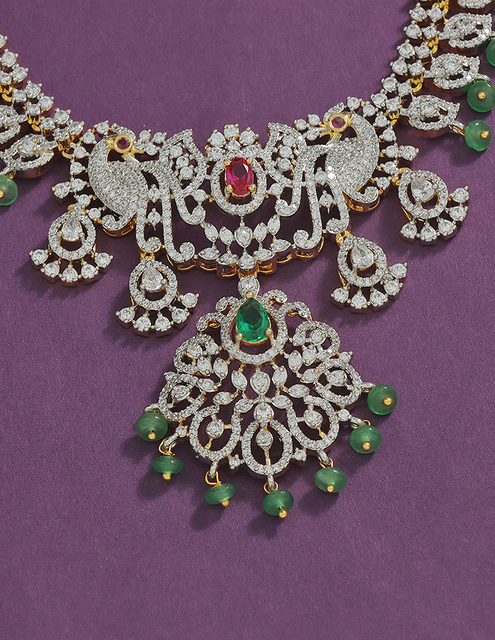 Designer GJ Polish Zirconia Necklace Set