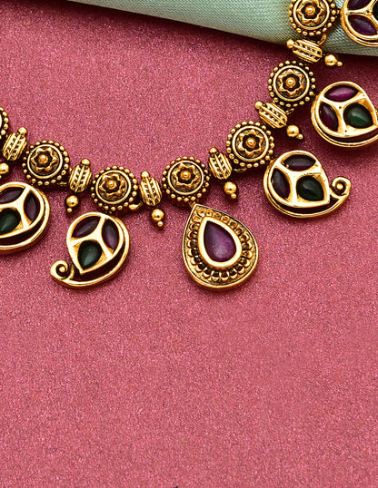Antique Kempu Necklace Set 127902