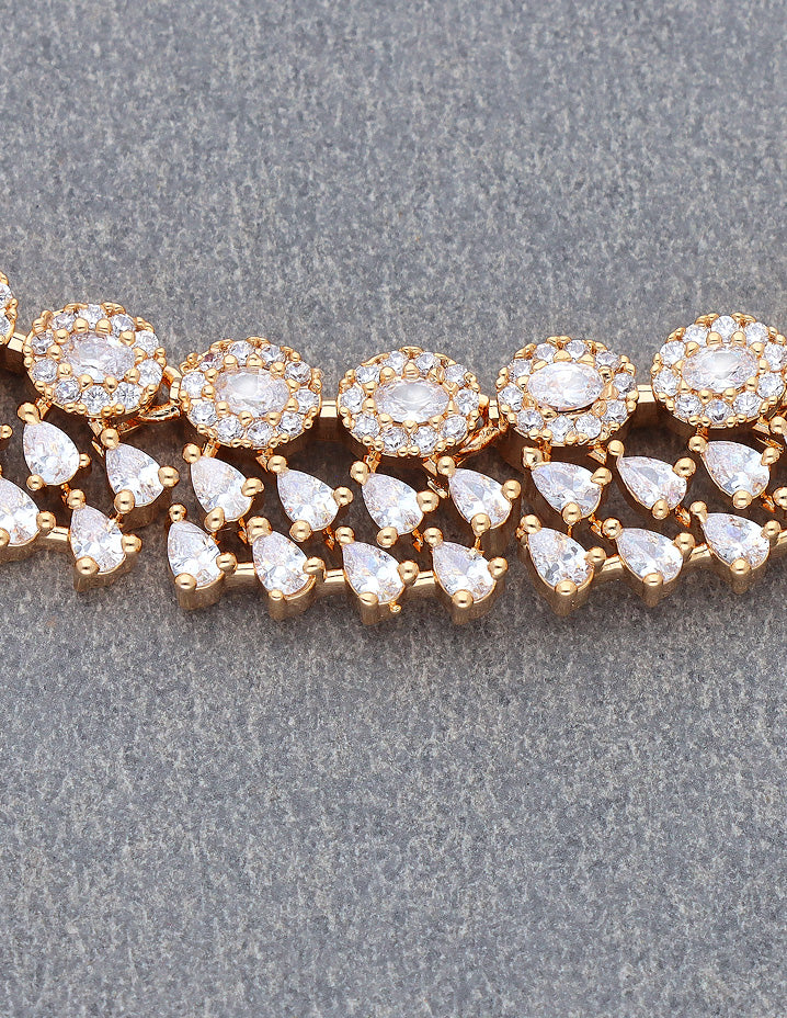 Gold Polish Zirconia Necklace Set 128438