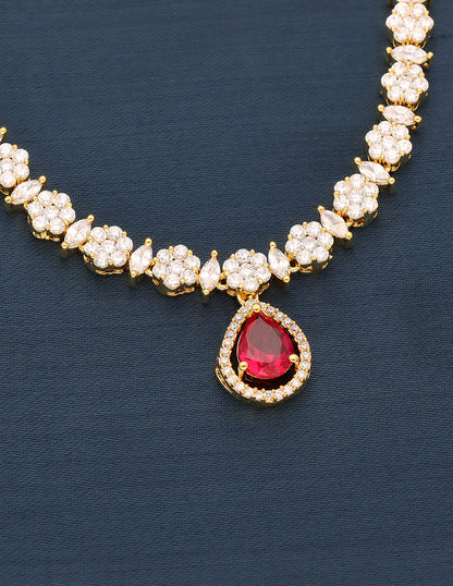 Designer Gold Polish Zirconia Necklace Set