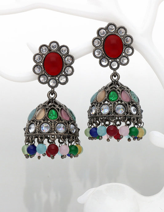 Designer Multicolor Black Metal Fancy Earrings