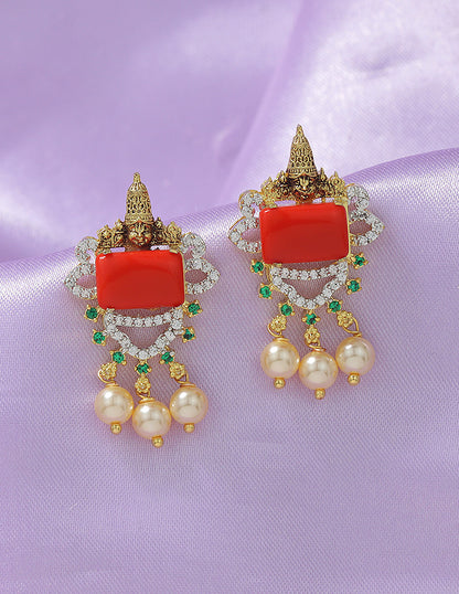 Designer Zirconia Divine Coral Lakshmi Beads Mala
