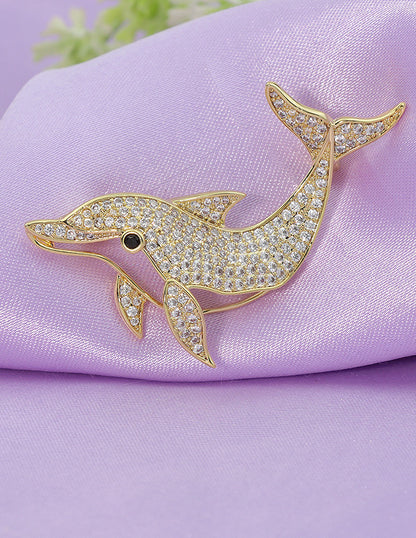 Designer Gold Polish Zirconia Brooch