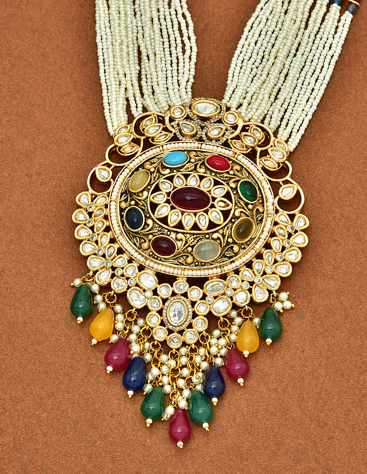 Navaratna Beads Chain Pendant Set