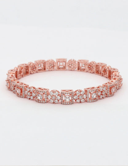 Zircon Floral Rose Gold Kada Bangle