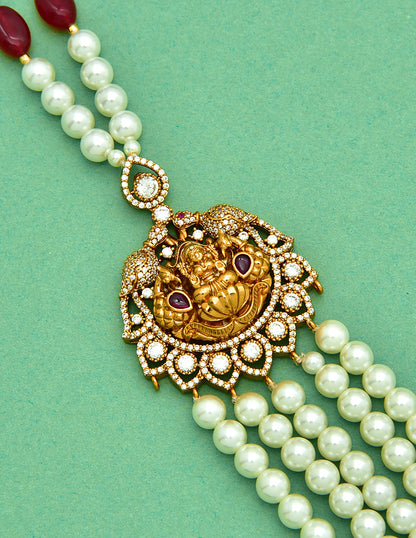 Lakshmi Devi Two Side Locket Pearl Chain