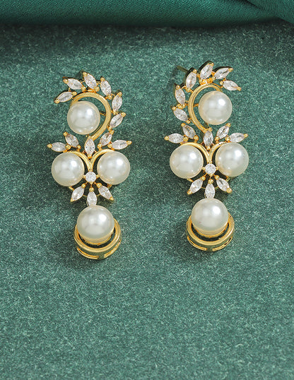 Designer Zirconia Pearl Necklace Set