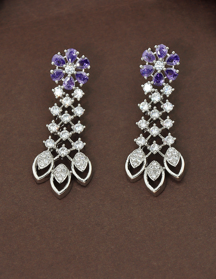 Designer Rhodium Polish Amethyst Zirconia Necklace Set