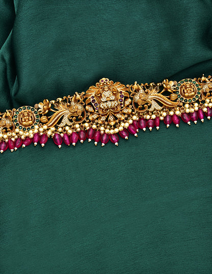 Designer Peacock With Lakshmi Devi Chain Waist Belt