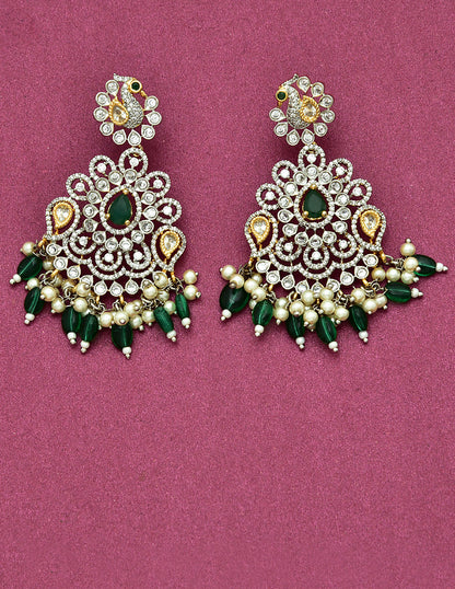 Zircon Ganga Jamuna Grand Wedding Necklace Set