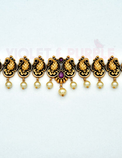 Antique Peacock Pattern Chain Vaddanam