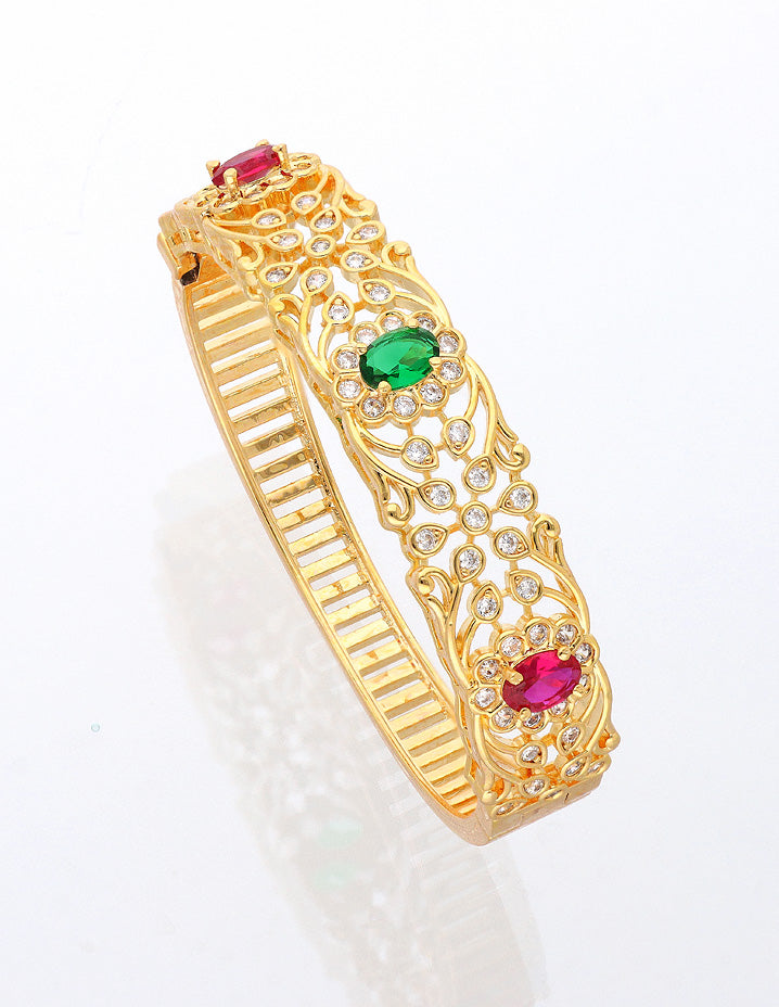 Designer Zirconia Gold Polish Kada Bracelet