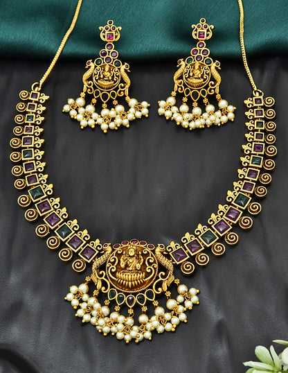 AntiqueLakshmi Devi Kempu Necklace Set
