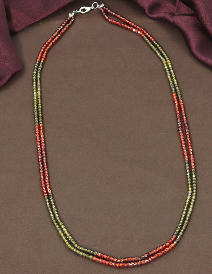 Designer 2-Lines Orange and Green Cz Beads Mala
