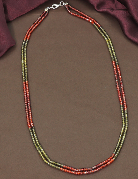 Designer 2-Lines Orange and Green Cz Beads Mala