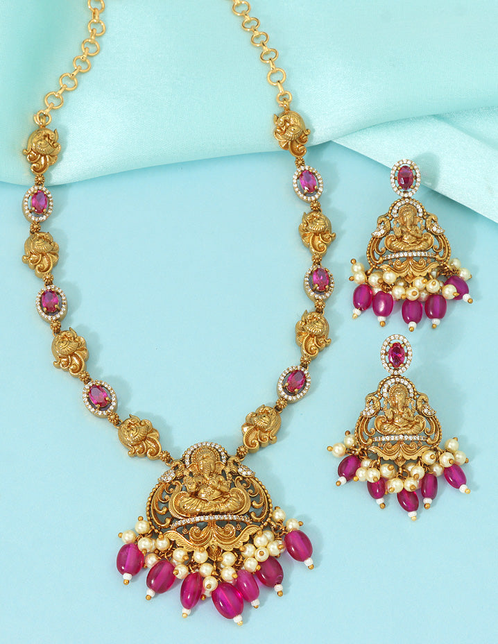 Designer Matt Ruby Necklace Set – Violet & Purple Designer Fashion ...