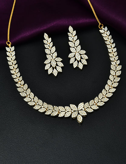 Designer Gold Polish Zirconia Necklace Set