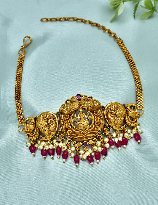 Designer Antique Chain Bajuband With Ruby Beads