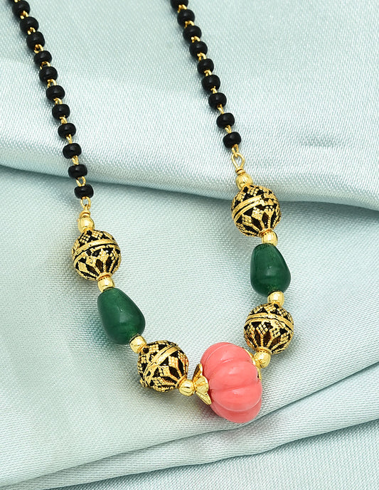 Designer Peach Black Beads