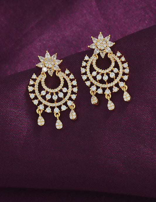 Designer Zirconia Sparkling Starfall Chandbali Earrings
