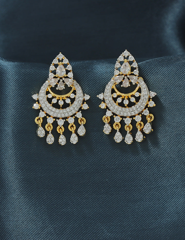 Designer Zirconia Sparkling Chandbali Earrings