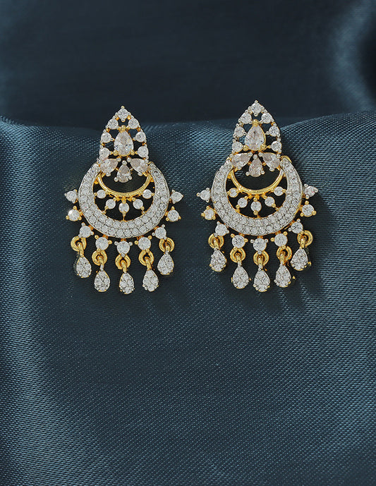 Designer Zirconia Sparkling Chandbali Earrings