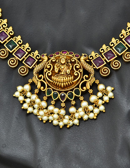 AntiqueLakshmi Devi Kempu Necklace Set
