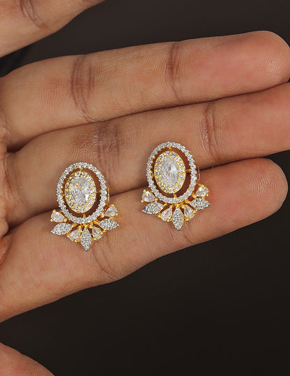 Designer Zirconia Floral Stud Earrings
