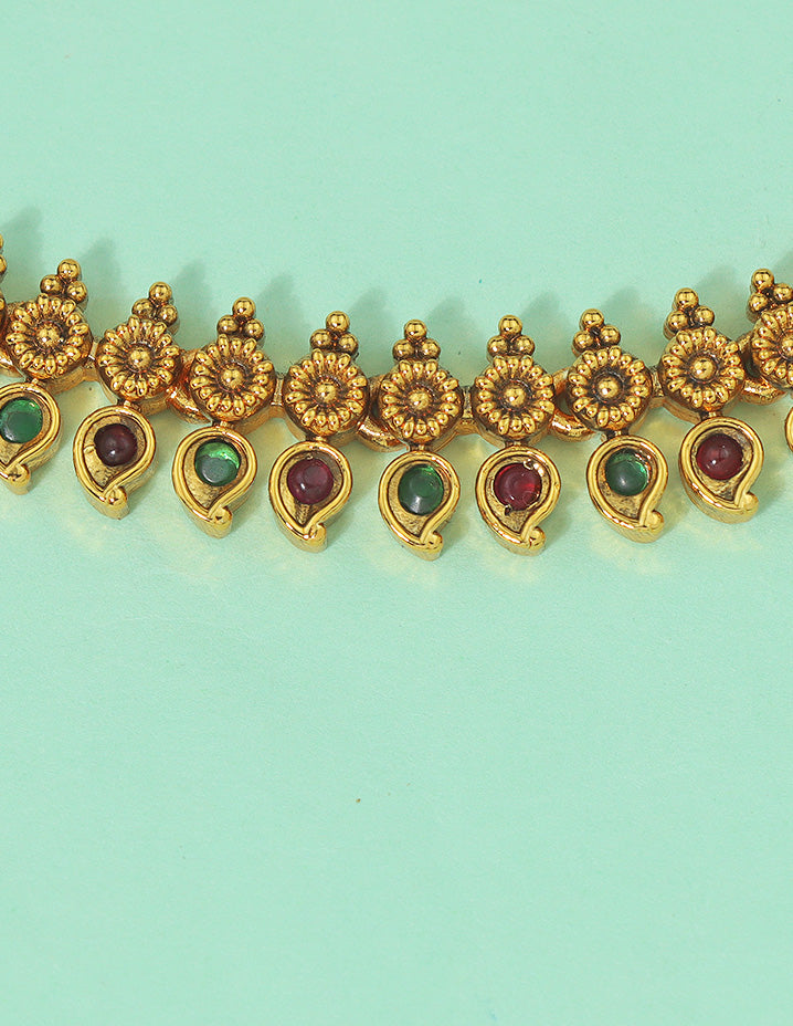 Designer Royal Bloom Kempu Anklets