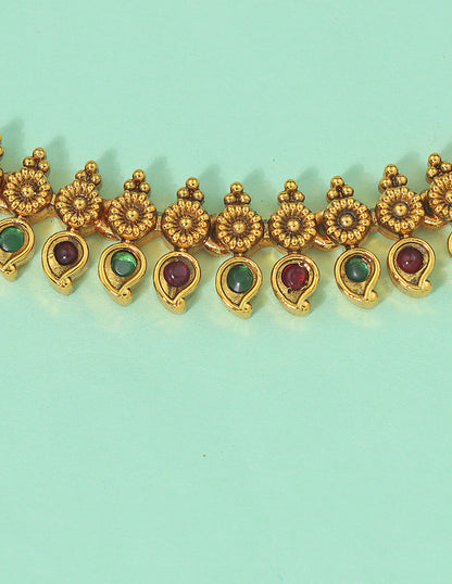 Designer Royal Bloom Kempu Anklets