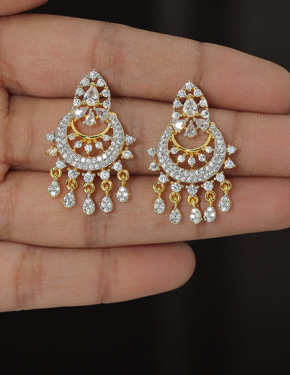 Designer Zirconia Sparkling Chandbali Earrings