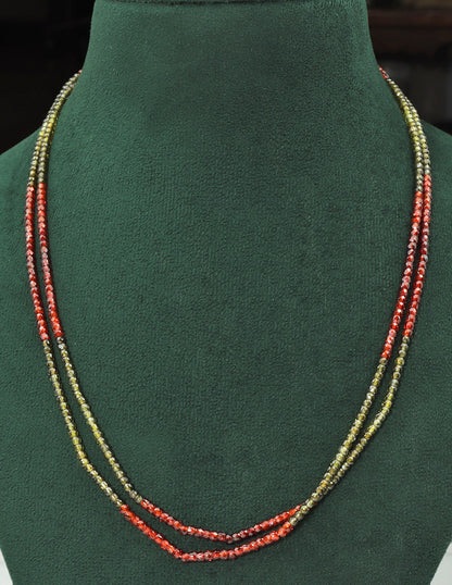 Designer 2-Lines Orange and Green Cz Beads Mala