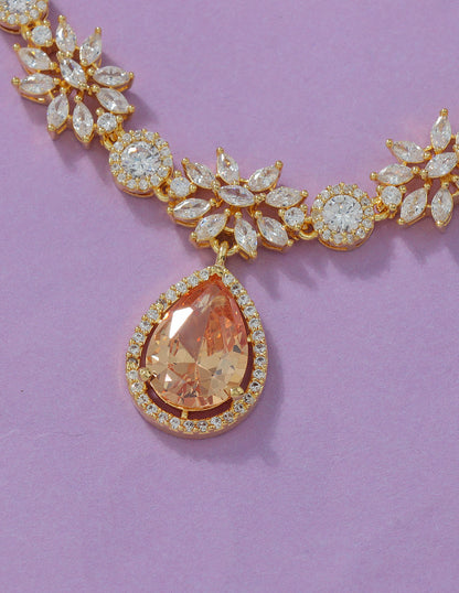 Designer Zirconia Floral Elegance Necklace Set