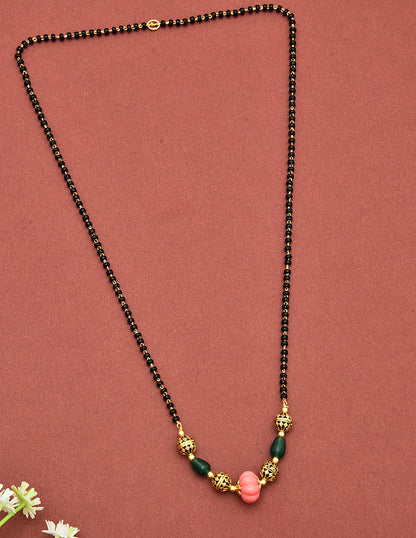 Designer Peach Black Beads