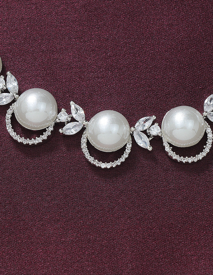 Designer Zirconia Pearl Necklace Set
