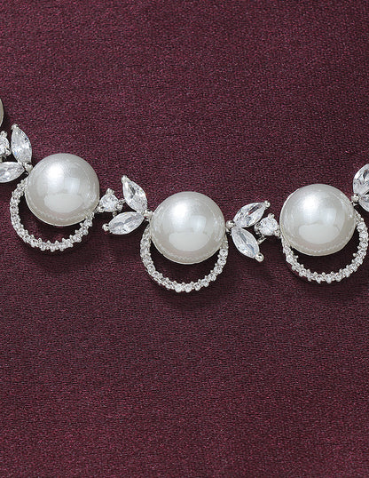 Designer Zirconia Pearl Necklace Set