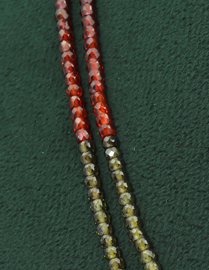 Designer 2-Lines Orange and Green Cz Beads Mala