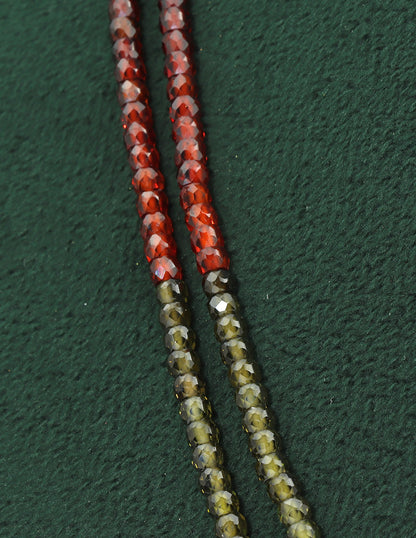 Designer 2-Lines Orange and Green Cz Beads Mala