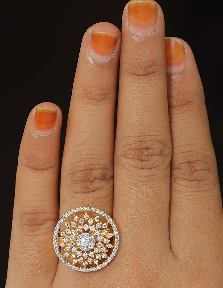 Designer Zirconia Floral Finger Ring