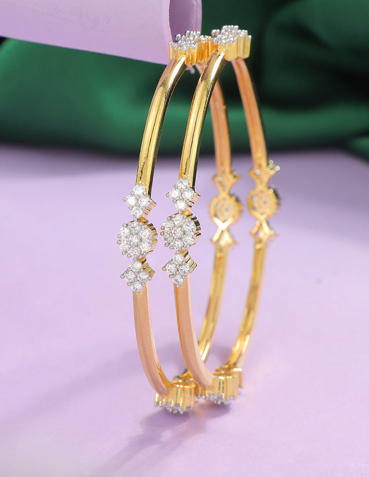Designer Zirconia Golden Sparkle Stack Bangles