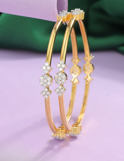 Designer Zirconia Golden Sparkle Stack Bangles