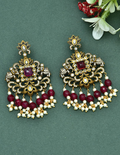Designer Victorian Polish Multi Layered Crystal Beads Long Haaram
