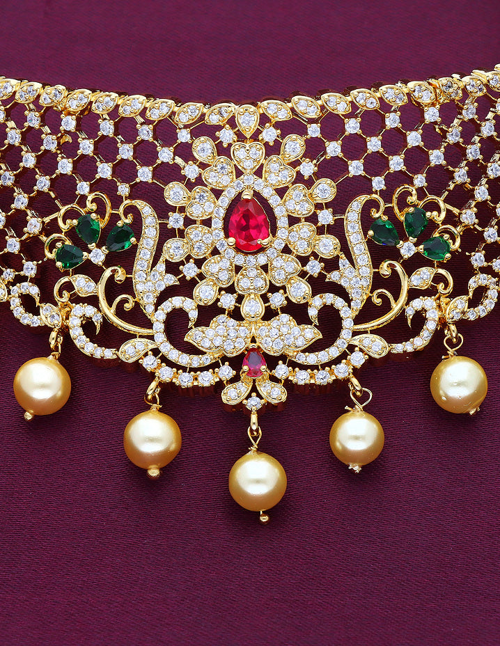 Designer Gold Zirconia Choker Set