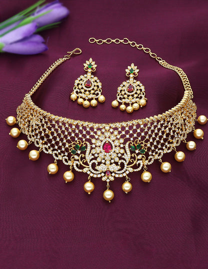 Designer Gold Zirconia Choker Set