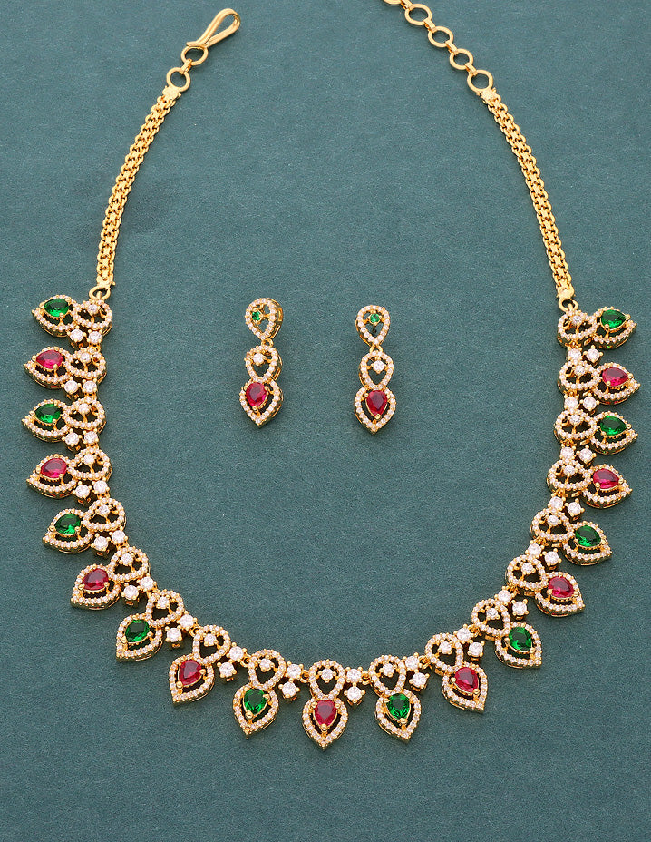 Designer Gold Plated Zirconia Necklace Set