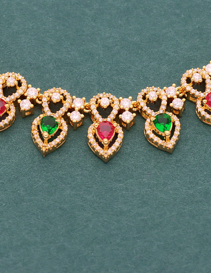 Designer Gold Plated Zirconia Necklace Set