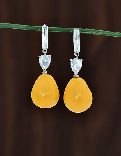 Zircon Yellow Beads Drop Earrings