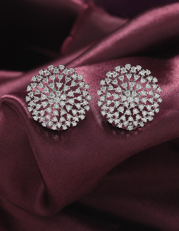 Designer Zirconia Floral Stud Earrings